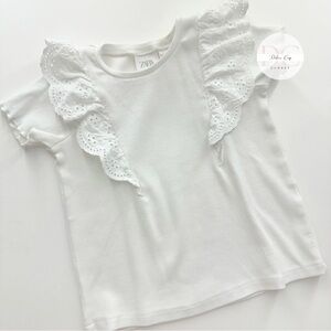 ZARA White T-Shirt With Embroidery Size 3-4